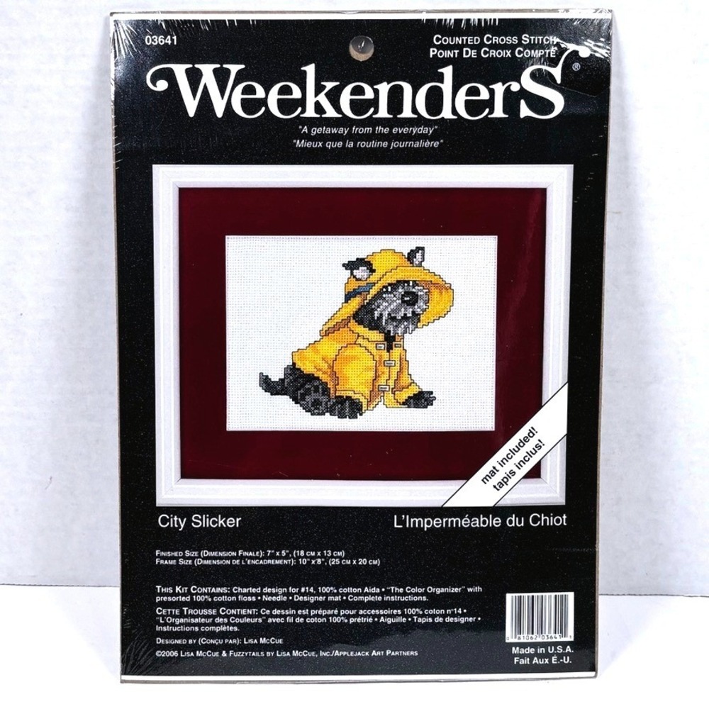 Vtg '06 Weekender CitySlicker Scottie Pup Raincoat CrossStitch Whimsical Mat NEW